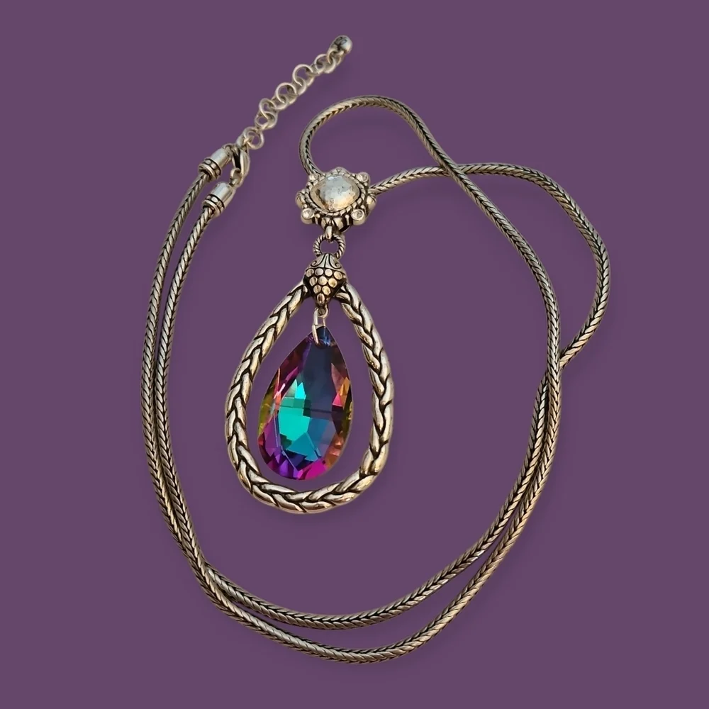 BRIGHTON Let Yourself Shine Teardrop Crystal Irridescent Prism Sweater Necklace